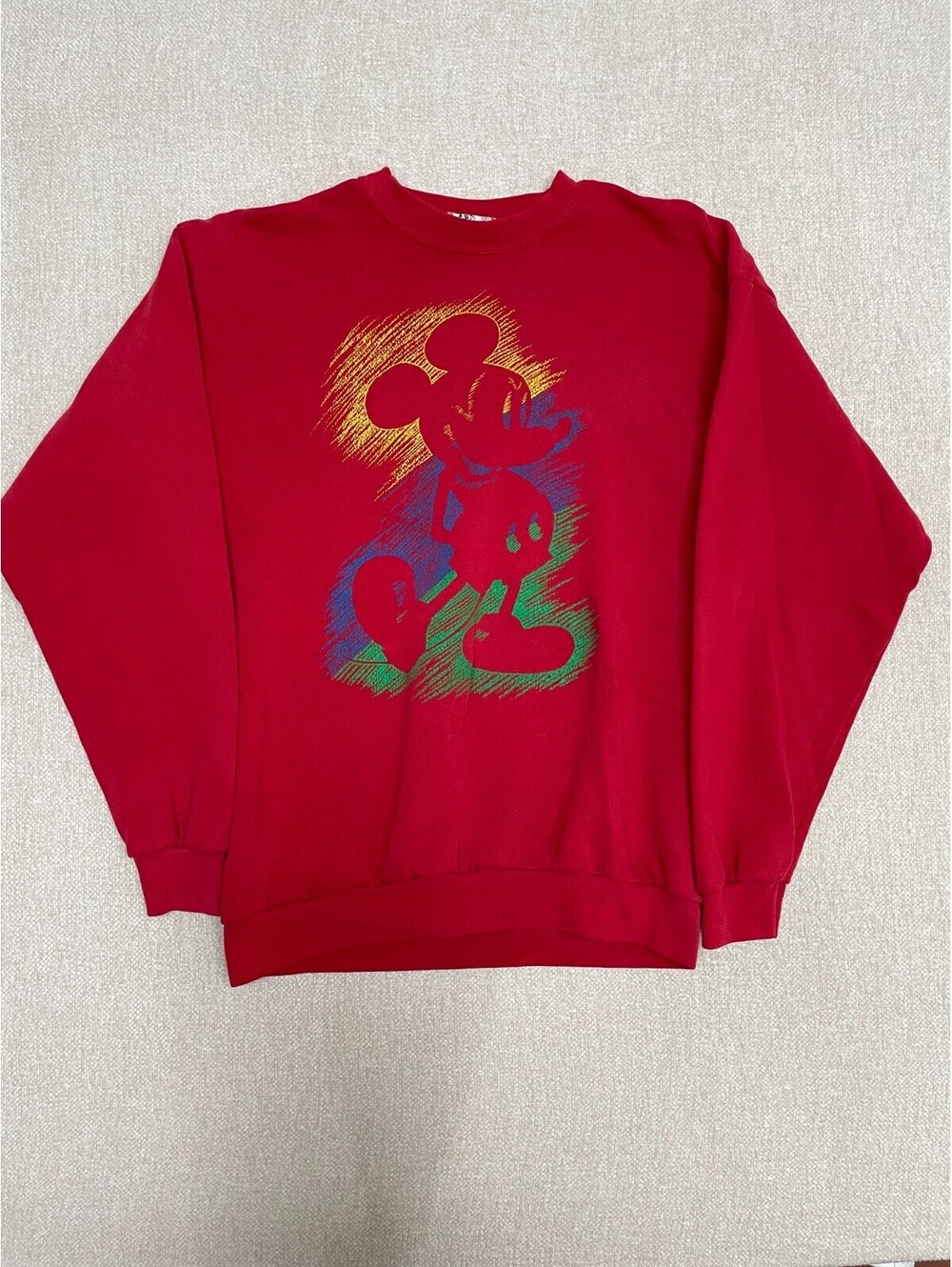 Vintage 90s Disney Designs Mens Medium Red Mickey Mouse Graphic Sweatshirt USA